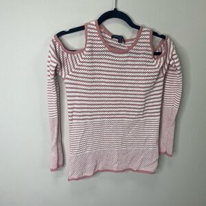 Romeo + Juliet Couture Womens Cold Shoulder Sweater Multicolor Stripe Small (K1
